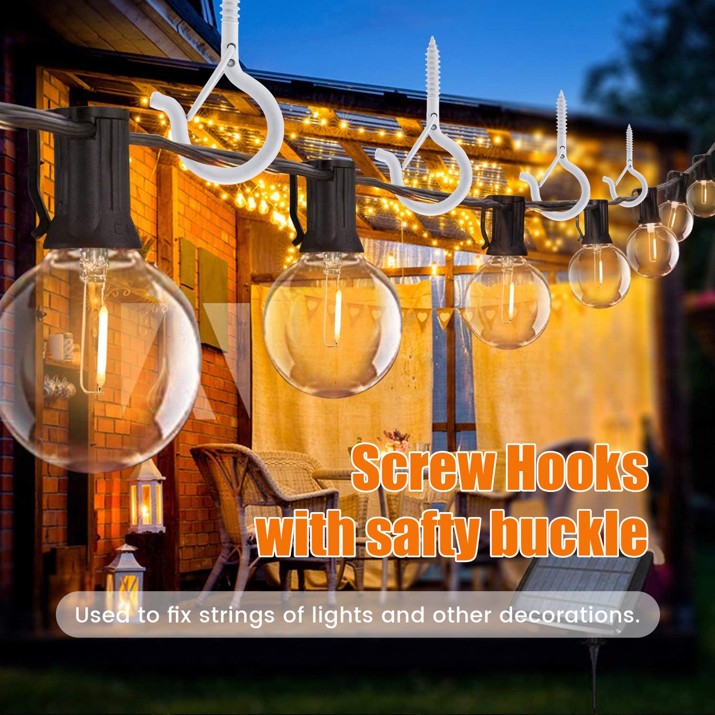TAIHUIMY 30 Pack Screw Hook Q-Hanger Hooks for Outdoor String Lights, Hanging Eye Iron Hooks Christmas Rope Clips, Wall Wood Cabinet Ceiling for Light Plants Wind Chimes, Include Wing Nut Driver